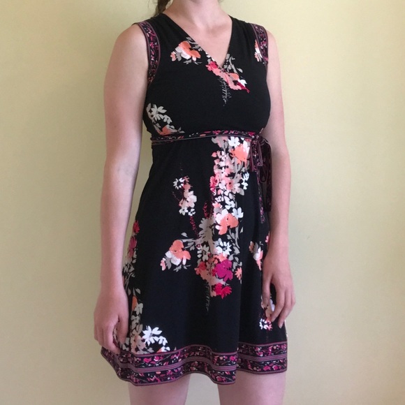 Black Floral Midi Dress - Picture 2 of 4